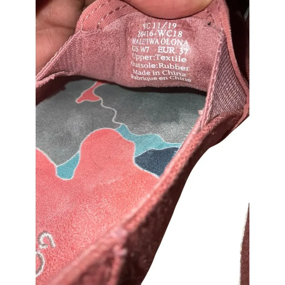 Olukai Hale'iwa Olona Pink Coral Slip On Cedar Sneaker Size 7